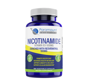 Paramount Collection's Nicotinamide-B3 500mg Enhanced with Resveratrol 100mg Mononucleotide for Supports Anti-Aging, Longevity, Cellular Energy, Concentration (120 Capsules)…