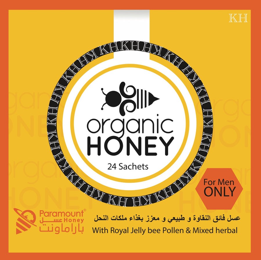 Paramount Collection's Organic Honey with Royal Jelly Bee Pollen & 100% Pure Herbals (Pack of 24 Sachet)