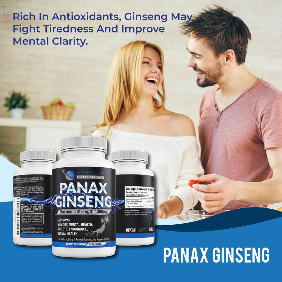 Ginseng Panax 1000mg. All Natural Dietary Supplements for Men and Women